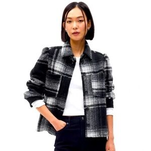 NEW Gap Puff Sleeve Cropped Wool Shirt Jacket